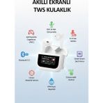 Tekvora A11 Air Pro Anc & Enc Bluetooth Kulaklık | Dokunmatik Ekranlı Şarj Kutusu | Kablosuz Kulak Içi - Beyaz