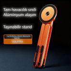 Tekvora Alüminyum Manyetik Masaüstü Telefon Tutucu Ayarlanabilir Universal Güçlü Mıknatıslı Stand - Turuncu
