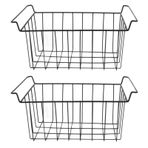 Tel Dondurucu Saklama Sepetleri 2'li Set PE Kaplamalı Asma Nizer Siyah Raflar için Saklama Kutusu (L 48,5 cm x G 24,5 cm x Y 20 cm) Mutfak ve Kiler için İdeal