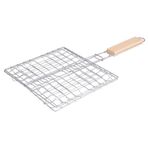 Tel ızgara Raf Katlanabilir Sepet ızgara Rafı Ahşap Tutamak Ile 21.5x19cm Krom barbekü ızgara Balık Sebzeleri et Açık Yemek Pişirme (Gosterildigi gibi)