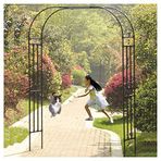 Tel örgü bahçe kemeri, ekstra büyük 2,4 m metal bahçe kemeri, tırmanma bitkileri için, dekoratif kemerli sağlam boru çardak, dayanıklı ve sağlam, 280 x 240 cm, ideal