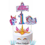 telaşe memuru 1 Yaş Unicorn Pasta Süsü - 1 Yaş Unicorn Doğum Günü Konsepti - Unicorn Kürdanlı Pasta Süsü