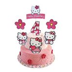 telaşe memuru Hello Kitty Pasta Süsü ve Hello Kity Temalı 4 Yaş Doğum Günü Konsepti - Kalın Kağıt Baskısı