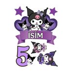 telaşe memuru İSİMLİ - 5 Yaş Kuromi Pasta Süsü - Pasta Resmi ve Pasta Baskısı- Yenilebilir Kağıt