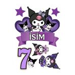 telaşe memuru İSİMLİ - 7 Yaş Kuromi Pasta Süsü - Pasta Resmi ve Pasta Baskısı- Yenilebilir Kağıt