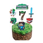 telaşe memuru Minecraft Pasta Süsü ve Minecraft Temalı 7 Yaş Doğum Günü Konsepti - Kalın Kağıt Baskısı