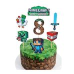 telaşe memuru Minecraft Pasta Süsü ve Minecraft Temalı 8 Yaş Doğum Günü Konsepti - Kalın Kağıt Baskısı