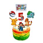 telaşe memuru Pokemon Pasta Süsü ve Pokemon 5 Yaş Doğum Günü Konsepti - Kalın Kağıt Baskısı
