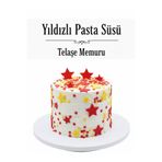telaşe memuru Şeker Hamuru Pasta Tamamlayıcı Süs - 66 Adet Sarı Kırmızı Yıldız Pasta Süsü - Yenilebilir Pasta Süsü