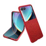 Telefon Cüzdan Kılıfı Dahili Ekran Koruyucu Filmli Motorola Razr 50 Kılıfı ile Uyumlu, Hafif Kılıf Darbeye Dayanıklı Tam Koruyucu Sağlam Kılıf Motorola Razr 50 Kılıfı Parlak Kapak(Rosso)