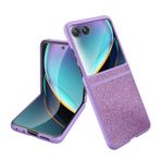 Telefon Cüzdan Kılıfı Dahili Ekran Koruyucu Filmli Motorola Razr 50 Ultra Kılıf ile Uyumlu, Hafif Kılıf Darbeye Dayanıklı Tam Koruyucu Sağlam Kılıf Motorola Razr 50 Ultra Kılıf Parlak Kapak(Purple)