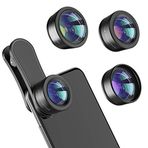 Telefon Kamera Lensi, Yükseltilmiş 3'ü 1 Arada Telefon Lens kiti-198° Balık Gözü Lensi + Makro Lens + 120° Geniş Açılı Lens, Klipsli Cep Telefonu Lens Kiti Çoğu Telefonla, Çoğu Akıllı Telefonla Uyumlu