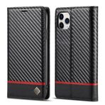 Telefon Kapaklı Kılıf iPhone 11 Pro Max ile Uyumlu Ultra İnce Kılıf,Lüks Karbon Fiber Dokulu PU Deri+TPU Hibrit Kılıf,Tam Koruma Darbeye Dayanıklı Çevirmeli Kapak [Parmak İzi Önleme][Kamera ve Ekran K