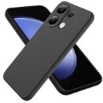 Telefon Kılıfı Kapak Paketleri Xiaomi POCO M6 5G Telefon Kılıfı ile Uyumlu Çizilmez İnce İnce Sıvı Silikon Yumuşak TPU Kauçuk Tam Kamera Koruma Tampon Saf Renk Basit Kapak W Bilek Bandı(Noir)