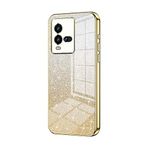 Telefon Kılıfı Paketleri VIVO IQ00 10 Kılıfı ile uyumlu, Şeffaf Parıltılı Elektro Kaplama Hibrit Koruyucu Telefon Kapağı, IQ00 10 için İnce Şeffaf Çizilmez Şok Emme TPU Tampon Kılıfı Kılıf(Gold)
