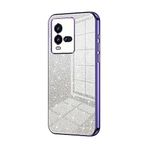 Telefon Kılıfı Paketleri VIVO IQ00 10 Kılıfı ile uyumlu, Şeffaf Parıltılı Elektro Kaplama Hibrit Koruyucu Telefon Kapağı, IQ00 10 için İnce Şeffaf Çizilmez Şok Emme TPU Tampon Kılıfı Kılıf(Purple)