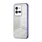Telefon Kılıfı Paketleri VIVO IQ00 10Pro Kılıf ile uyumlu, Şeffaf Parıltılı Elektro Kaplama Hibrit Koruyucu Telefon Kapağı, IQ00 10Pro için İnce Şeffaf Çizilmez Şok Emme TPU Tampon Kılıfı Kılıf(Purple