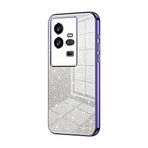 Telefon Kılıfı Paketleri VIVO IQ00 11Pro Kılıf ile uyumlu, Şeffaf Parıltılı Elektro Kaplama Hibrit Koruyucu Telefon Kapağı, IQ00 11Pro için İnce Şeffaf Çizilmez Şok Emme TPU Tampon Kılıfı Kılıf(Purple