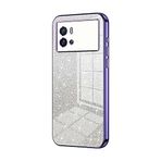 Telefon Kılıfı Paketleri VIVO IQ00 9 Kılıfı ile uyumlu, Şeffaf Parıltılı Elektro Kaplama Hibrit Koruyucu Telefon Kapağı, IQ00 9 için İnce Şeffaf Çizilmez Şok Emme TPU Tampon Kılıfı Kılıf(Purple)