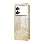 Telefon Kılıfı Paketleri VIVO IQ00 9Pro Kılıf ile uyumlu, Şeffaf Parıltılı Elektro Kaplama Hibrit Koruyucu Telefon Kapağı, IQ00 9Pro için İnce Şeffaf Çizilmez Şok Emme TPU Tampon Kılıfı Kılıf(Gold)