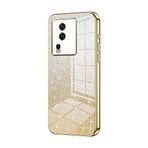 Telefon Kılıfı Paketleri VIVO IQ00 NEO7 Kılıfı ile uyumlu, Şeffaf Parıltılı Elektro Kaplama Hibrit Koruyucu Telefon Kapağı, IQ00 NEO7 için İnce Şeffaf Çizilmez Şok Emme TPU Tampon Kılıfı Kılıf(Gold)