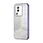 Telefon Kılıfı Paketleri VIVO IQ00 NEO7 Kılıfı ile uyumlu, Şeffaf Parıltılı Elektro Kaplama Hibrit Koruyucu Telefon Kapağı, IQ00 NEO7 için İnce Şeffaf Çizilmez Şok Emme TPU Tampon Kılıfı Kılıf(Purple)