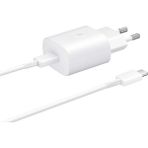 Telefon Kulübesi Samsung Uyumlu Type C Süper Hızlı Şarj Aleti Şarj Cihazı Adaptör + Kablo Siyah Hızlı Şarj Aleti 25W - Beyaz