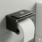 Telefon Raflı Modern Duvara Monte Tuvalet Kağıdı Tutacağı, Mat Siyah, Metal Yapı, Banyo Doku Rulo Dispenseri, Paslanmaz Metal, Yerden Tasarruflu Tasarım
