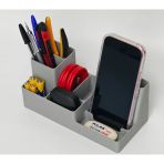 Telefon Standlı Masaüstü Full Organizer Beyaz - 3D Tasarım Kablo Düzenleyici Ve Çok Bölmeli Kalemlik