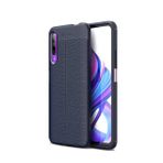 Teleplus Huawei P Smart Pro Deri Dokulu Silikon Lacivert Nano Ekran Koruyucu Cep Telefonu Kılıfı
