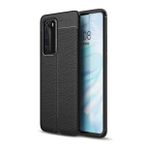 Teleplus Huawei P40 Deri Dokulu Siyah Silikon Cep Telefonu Kılıf