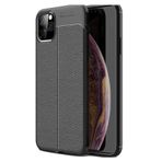 Teleplus Iphone 11 Pro Max Deri Dokulu Silikon Siyah Nano Ekran Koruyucu Cep Telefonu Kılıfı