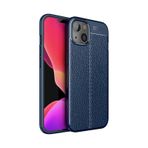 Teleplus iPhone 13 Deri Dokulu Silikon Nano Ekran Koruyucu Lacivert Cep Telefonu Kılıfı