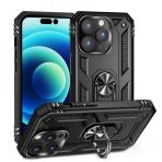 Teleplus iPhone 14 Pro Vega Yüzüklü Stand Tank Kapak Nano Ekran Koruyucu Lacivert Kılıf