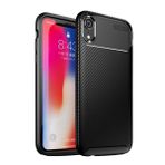 Teleplus iPhone XR Ultra Soft Negro Karbon Silikon Siyah Tam Kapatan Cam Kılıf
