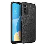 Teleplus Oppo A55 5G Kılıf Kamera Korumalı Deri Dokulu Silikon Siyah Cep Telefonu Kılıfı