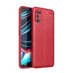 Teleplus Realme 7 Pro Deri Dokulu Kırmızı Silikon Cep Telefonu Kılıf