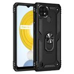 Teleplus Realme C21 Vega Yüzüklü Standlı Silikon Siyah Kılıf