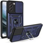 Teleplus Samsung Galaxy S22 5G Kamera Korumalı Yüzüklü Tank Pars Silikon Kırmızı Kılıf
