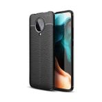 Teleplus Xiaomi Poco F2 Pro Deri Dokulu Siyah Nano Ekran Koruyucu Silikon Cep Telefonu Kılıf
