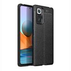 Teleplus Xiaomi Redmi Note 10 Pro Deri Dokulu Silikon Siyah Nano Ekran Koruyucu Cep Telefonu Kılıfı