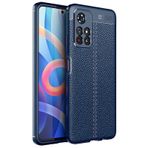Teleplus Xiaomi Redmi Note 11 5G Kamera Korumalı Deri Dokulu Silikon Lacivert Kılıf