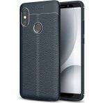 Teleplus Xiaomi Redmi Note 5 Pro Deri Dokulu Silikon Lacivert Kılıf