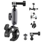 TELESIN Motosiklet Gidonu Bisiklet Montaj Kelepçeleri için GoPro Hero 13 12 11 10 9 DJI OSMO Action 5 Pro 4 3 Insta360,360° Çift Top Başlı Kelepçe Tutucu 1/4-20 mm Kamera ve Telefon için Adaptör