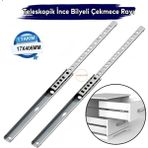 Teleskobik İnce Bilyeli Bilyalı Dolap Çekmece Rayı Sürgüsü Metal En 1.7 Cm 17 Mm Uzunluk 40,6 Cm 406