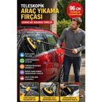 Teleskopik Araç Yıkama Fırçası 96 Cm Mikrofiber Oto Temizlik Fırçası Jant Cam Tavan
