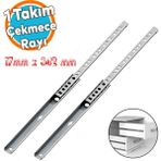 Teleskopik İnce Bilyeli Bilyalı Dolap Çekmece Rayı Sürgüsü Metal En 1.7 Cm 17 Mm Uzunluk 34.2 Cm