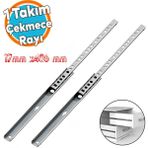 Teleskopik İnce Bilyeli Bilyalı Dolap Çekmece Rayı Sürgüsü Metal En 1.7 Cm 17 Mm Uzunluk 40,6 Cm