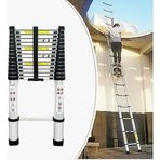 Teleskopik Merdiven 2m/6.6ft Alüminyum Katlanır Merdiven Ev Çatı RV Tavan Arası Dış Mekan Kullanımı 150kg Kapasiteli 3.8m. 13 Basamak