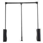 Teleskopik Saplı ve Donanımlı Mutfak/Banyo Dolapları için Ayarlanabilir Yandan Monte Dolap Çubuğu, Ağırlık Kapasitesi 33 lbs, Siyah, 930 x 1250 mm